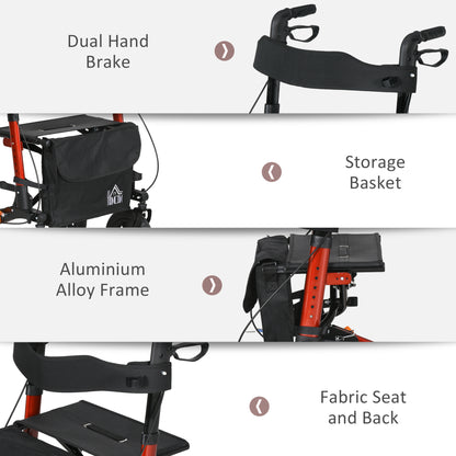 Lightweight Walking Frame with Adjustable Handle, Red