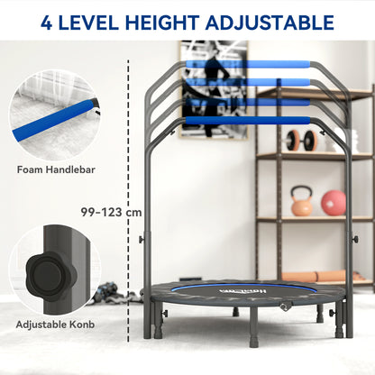 48" Foldable Mini Fitness Trampoline w/ Foam Handle, Blue
