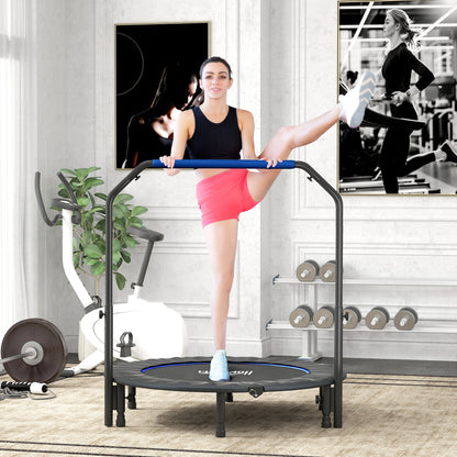 48" Foldable Mini Fitness Trampoline w/ Foam Handle, Blue