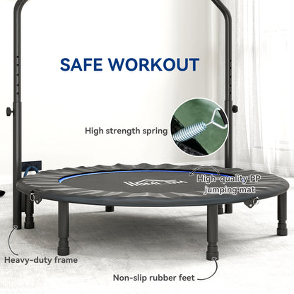 48" Foldable Mini Fitness Trampoline w/ Foam Handle, Blue