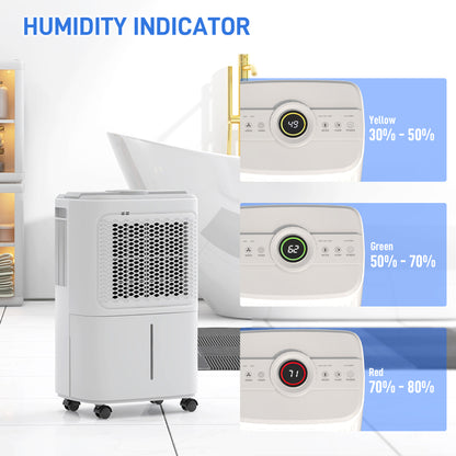 12L/Day Small Dehumidifier for Home Damp, with Humidity Light