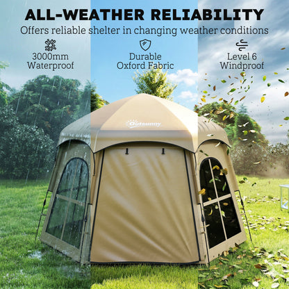 Pop Up Tent 3000mm Waterproof for 3-4 Person Khaki