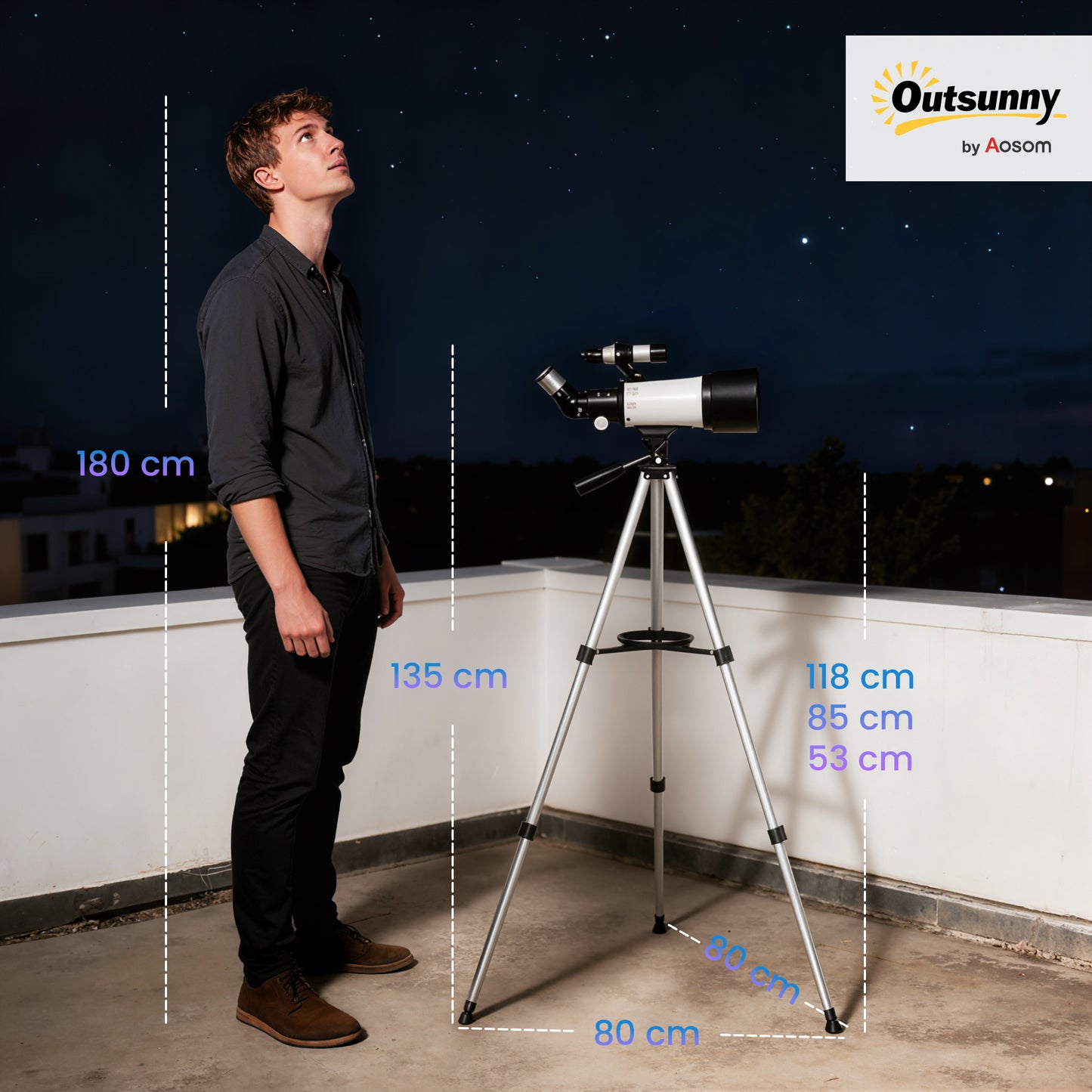 Refractor Astronomy Telescope with 70 mm Aperture, Carry Bag, White