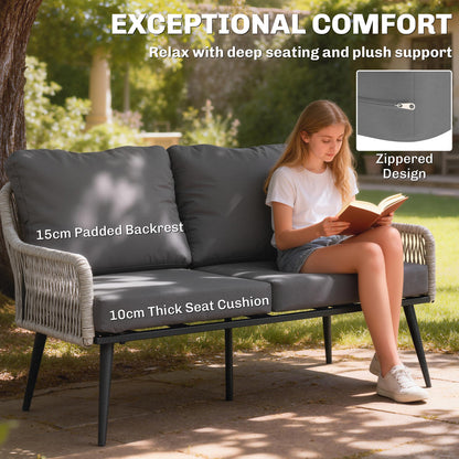 Rattan Garden Furniture Set, Tempered Glass with 3 Chairs