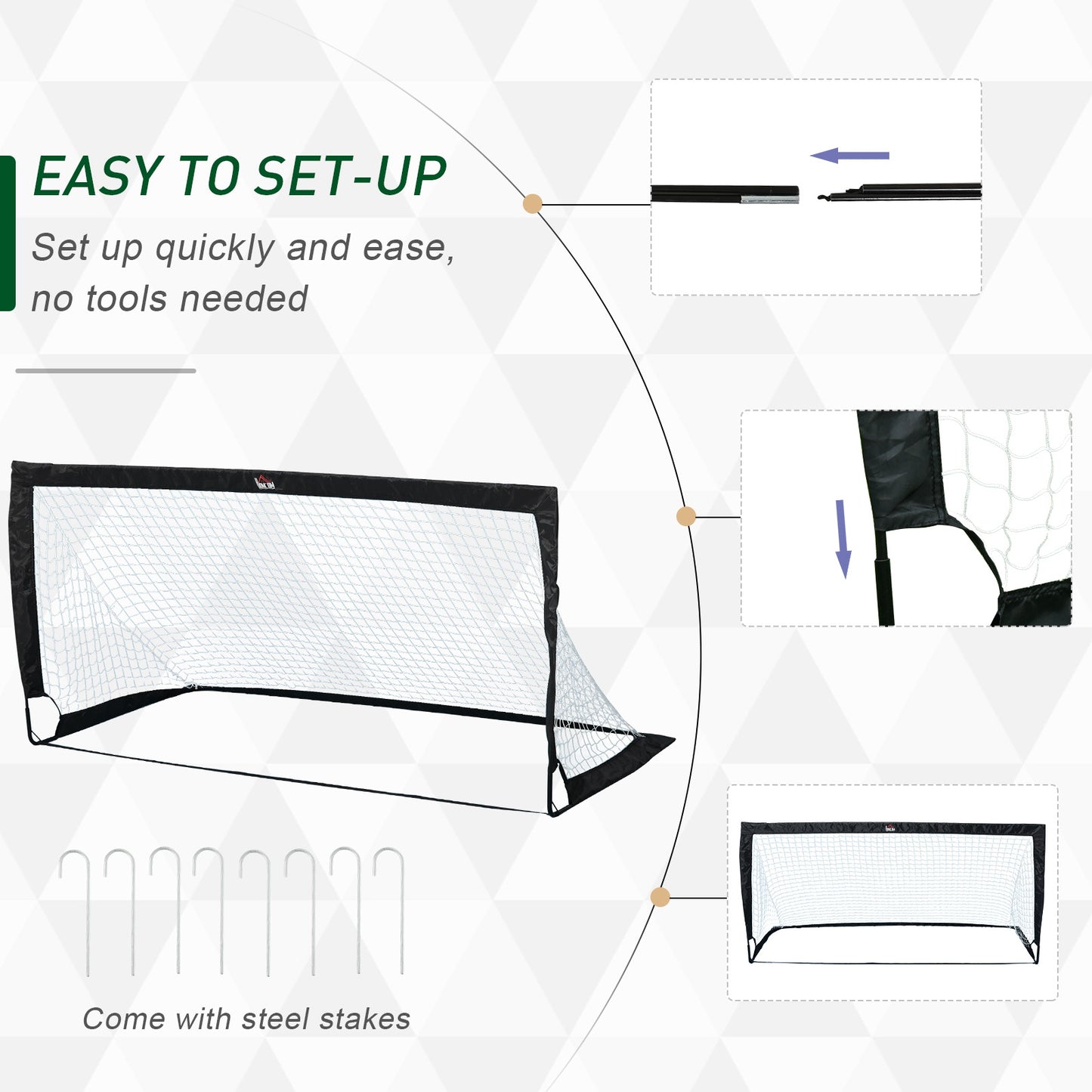 Football Goal Folding Outdoor with All Weather Net 6'x3' Black