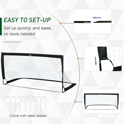 Football Goal Folding Outdoor with All Weather Net 6'x3' Black
