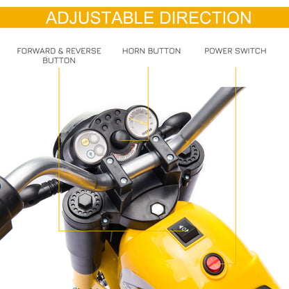 Kids 6V Electric Motorcycle Ride-On Toy Battery 18 - 36 Months Yellow