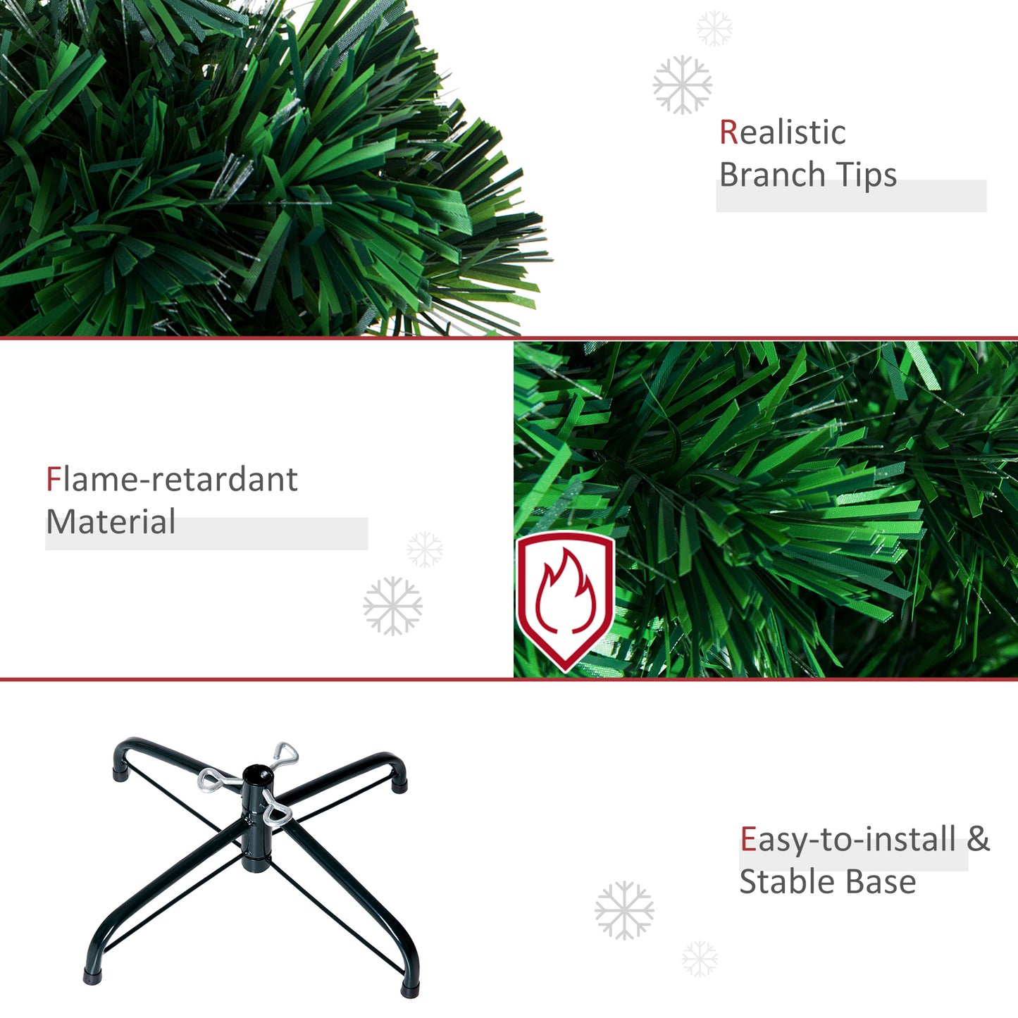 4FT Green Fiber Optic Full Lights Christmas Tree Multi LED Stars
