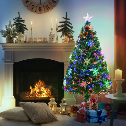 4FT Green Fiber Optic Full Lights Christmas Tree Multi LED Stars
