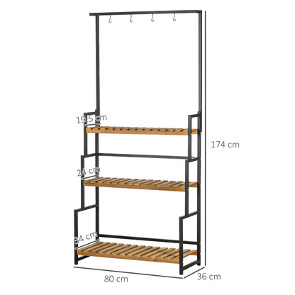 3 Tiered Plant Stand Rack with Hanging Hooks for Indoor Outdoor