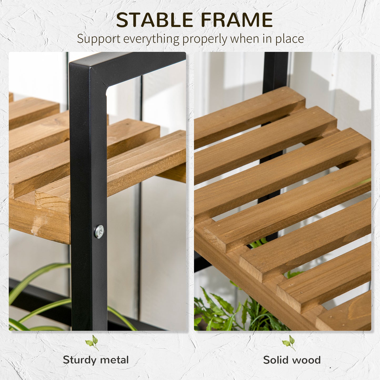 3 Tiered Plant Stand Rack with Hanging Hooks for Indoor Outdoor