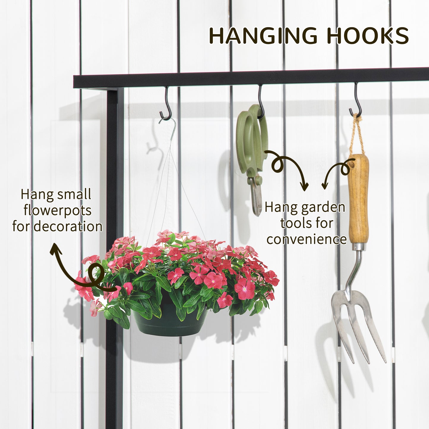 3 Tiered Plant Stand Rack with Hanging Hooks for Indoor Outdoor