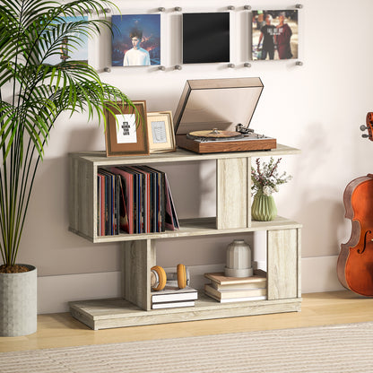 Modern Narrow End Table, S-Shaped Nightstand, Natural Wood Finish