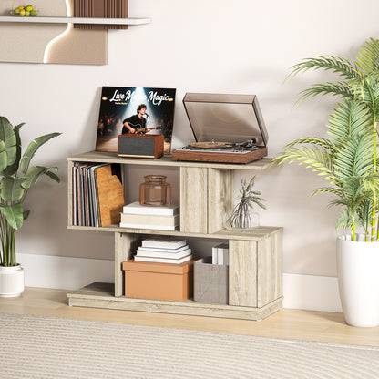Modern Narrow End Table, S-Shaped Nightstand, Natural Wood Finish