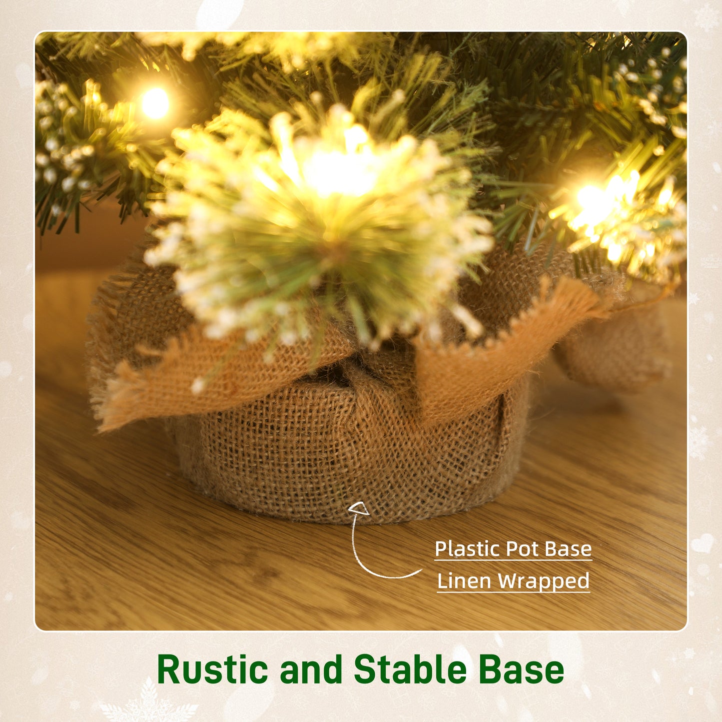 60 cm Prelit Mini Tabletop Christmas Tree, Snow Flocked Xmas Tree