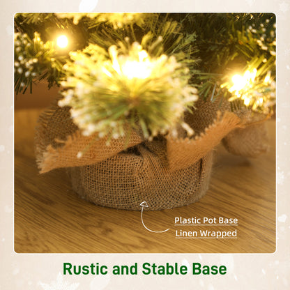 60 cm Prelit Mini Tabletop Christmas Tree, Snow Flocked Xmas Tree