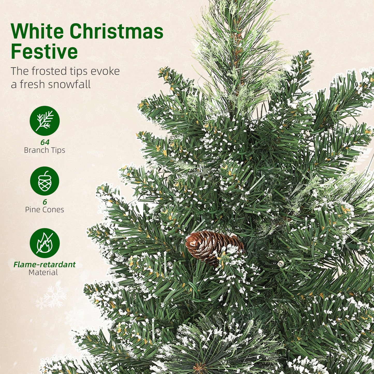 60 cm Prelit Mini Tabletop Christmas Tree, Snow Flocked Xmas Tree
