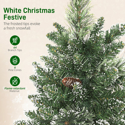 60 cm Prelit Mini Tabletop Christmas Tree, Snow Flocked Xmas Tree