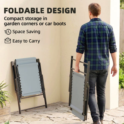Folding Garden Chairs, Outdoor Chairs Set of 2, Light Grey