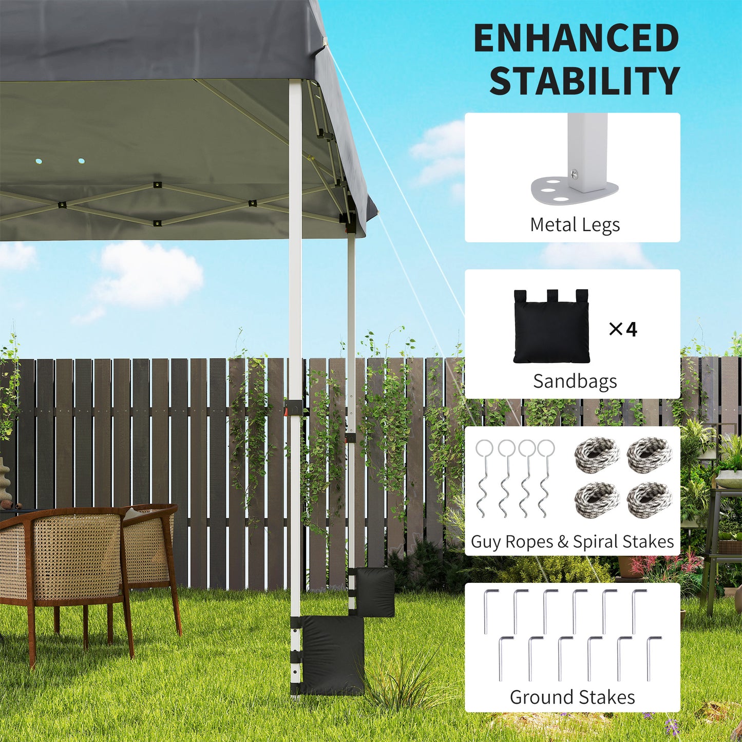 3x3 m Pop Up Gazebo w/ Wheels, One-Touch Party Tent, Dark Grey