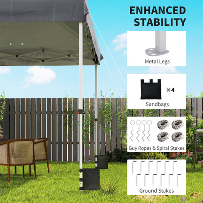 3x3 m Pop Up Gazebo w/ Wheels, One-Touch Party Tent, Dark Grey
