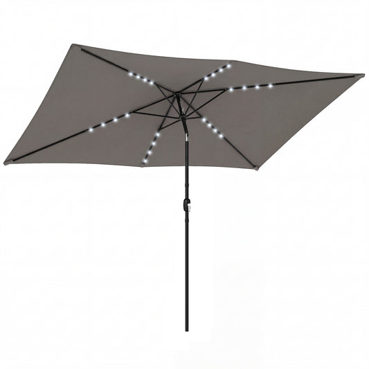 3 x 2 m Garden Parasol Umbrella with Light, Outdoor Patio Umbrella