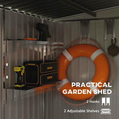 7 x 5FT Garden Shed w/ Foundation Lean to Metal Tool Shed Green