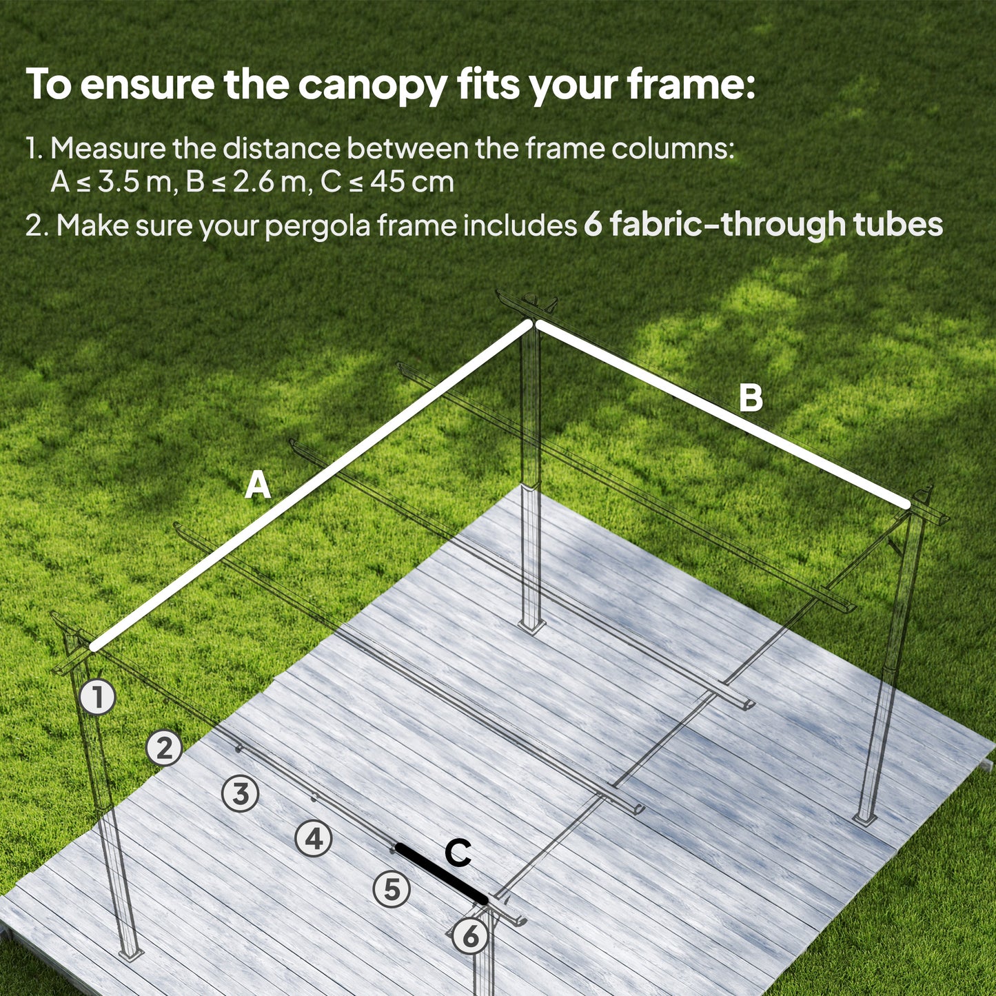 3.5x2.6 m Pergola Cover Replacement for 4x3 m Frame, Brown