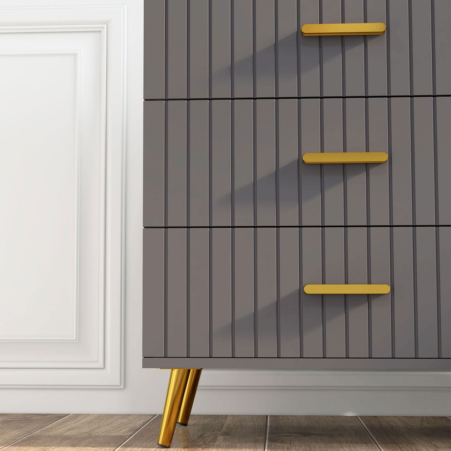 Bedroom Chest of Drawers, 4-Drawer Dresser with Aluminium Legs