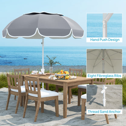Beach Umbrella, Adjustable Height & Tilt Portable Parasol, Grey