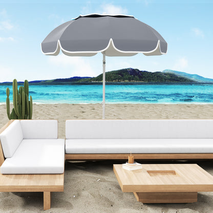 Beach Umbrella, Adjustable Height & Tilt Portable Parasol, Grey