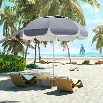Beach Umbrella, Adjustable Height & Tilt Portable Parasol, Grey