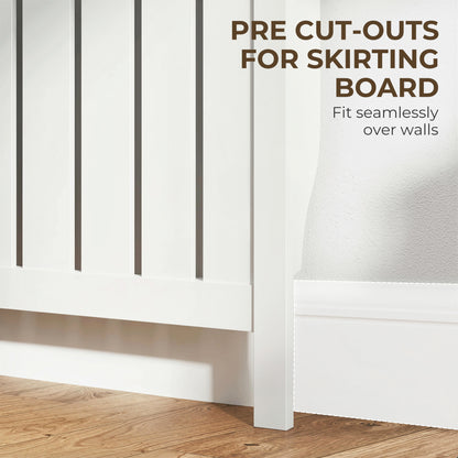 Large Radiator Cover with Drawers and Vertical Slats 119 x 19 x 93cm