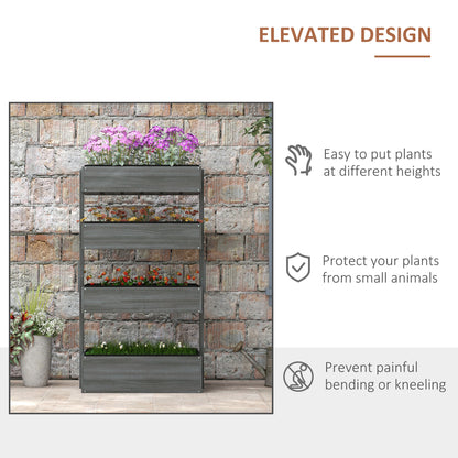 Raised Garden Bed Wooden Plant Stand Grey