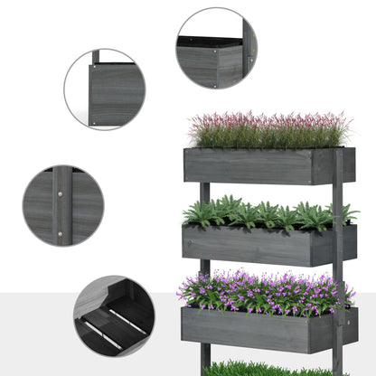 Raised Garden Bed Wooden Plant Stand Grey