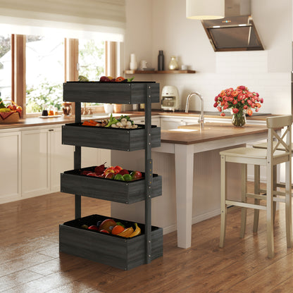 Raised Garden Bed Wooden Plant Stand Grey