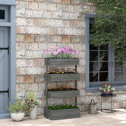 Raised Garden Bed Wooden Plant Stand Grey