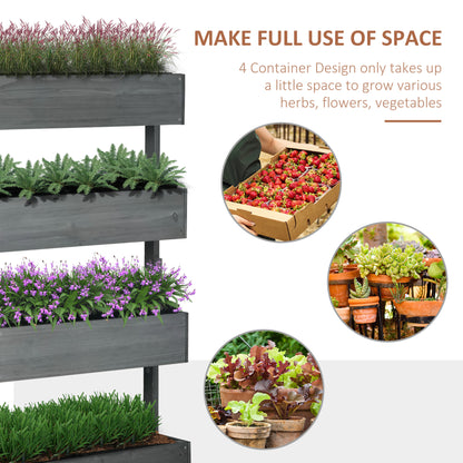 Raised Garden Bed Wooden Plant Stand Grey