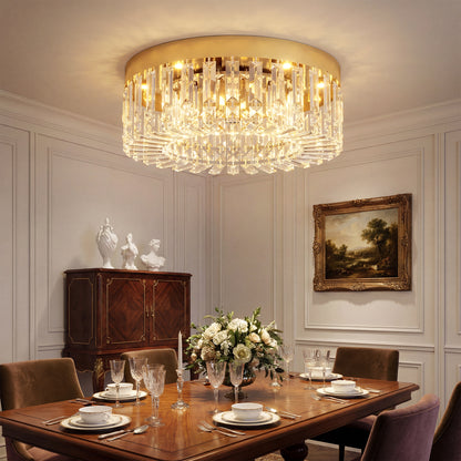 Crystal Ceiling Light with 225 Crystal Pendants, Gold Tone
