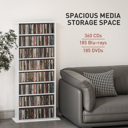 CD Storage Unit DVD Tower Blu-ray Storage Shelf for Living Room White
