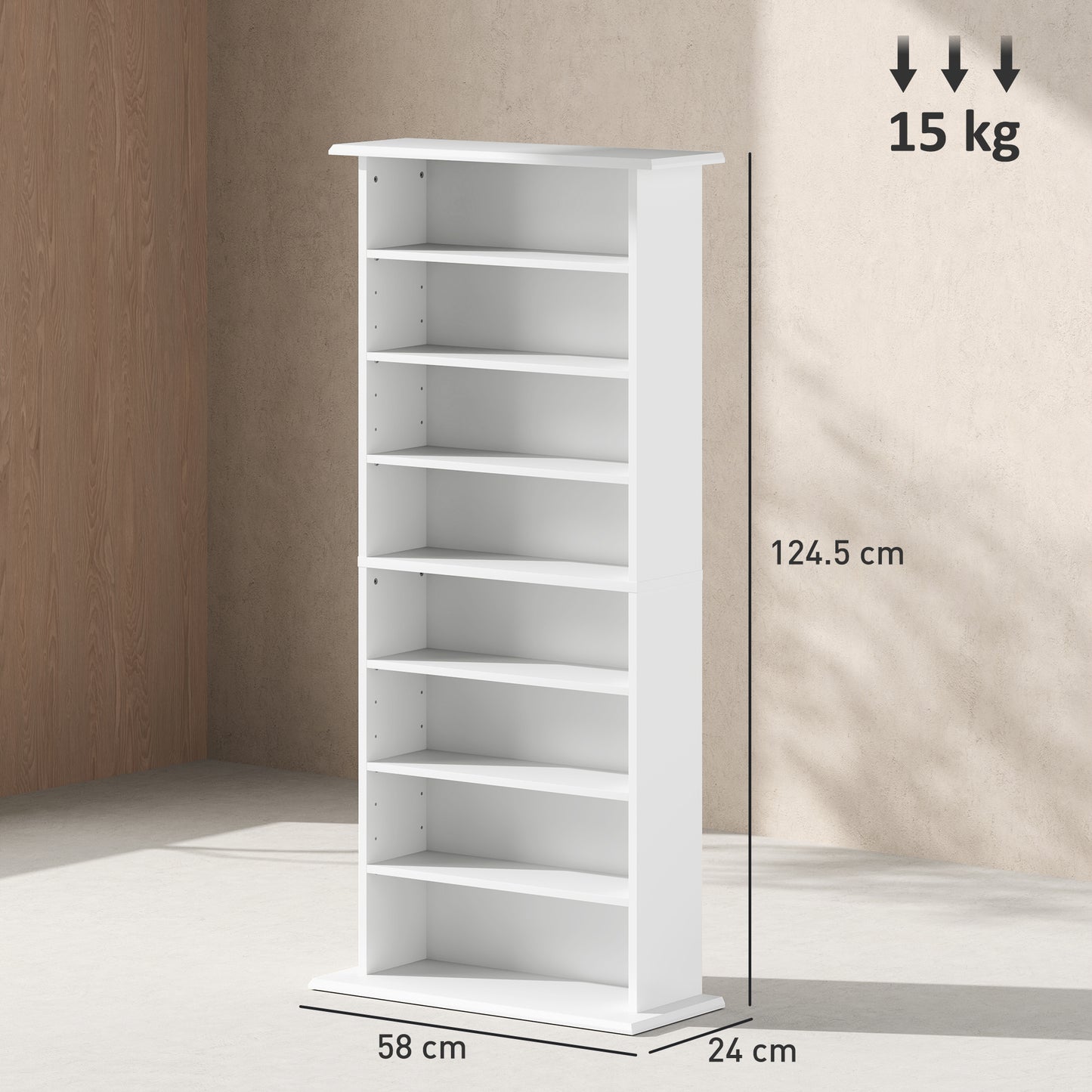 CD Storage Unit DVD Tower Blu-ray Storage Shelf for Living Room White