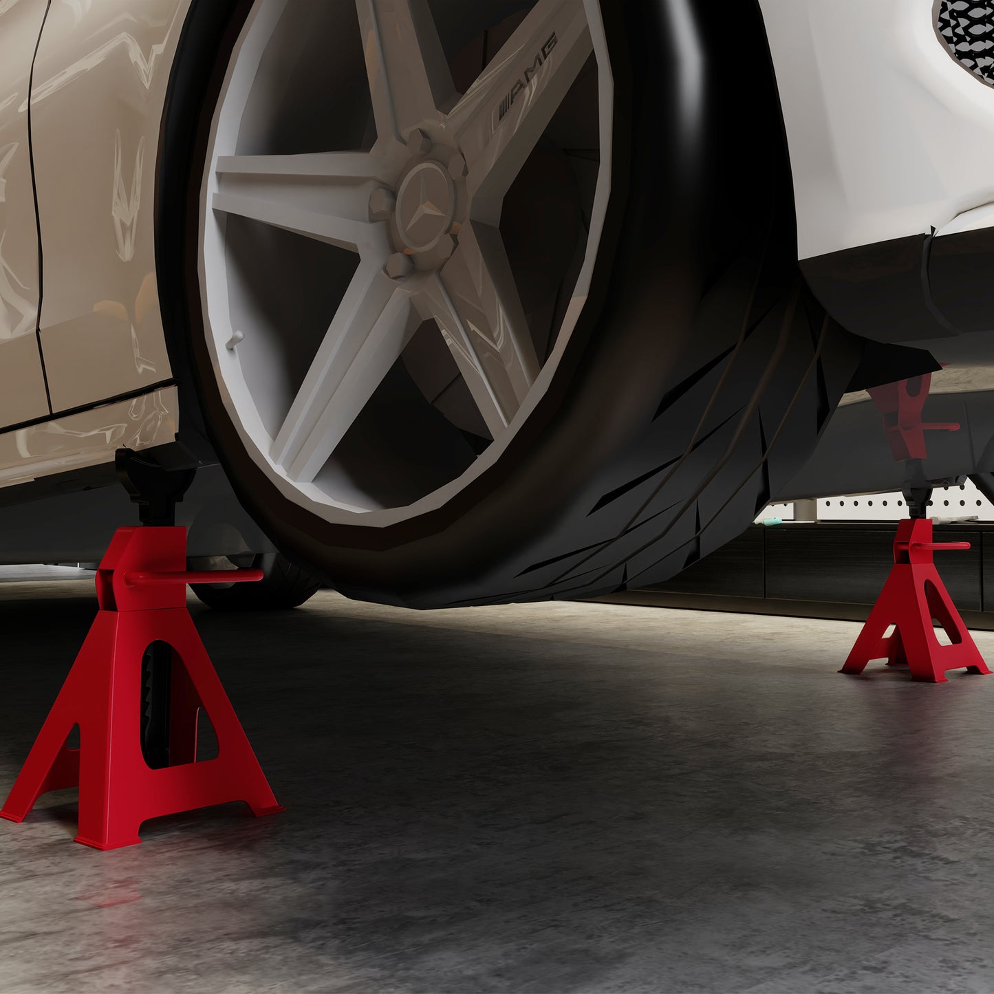 2 Ton Axle Stands, Adjustable Car Jack Stands, Pack of 2, Red