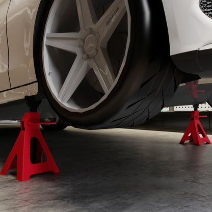 2 Ton Axle Stands, Adjustable Car Jack Stands, Pack of 2, Red