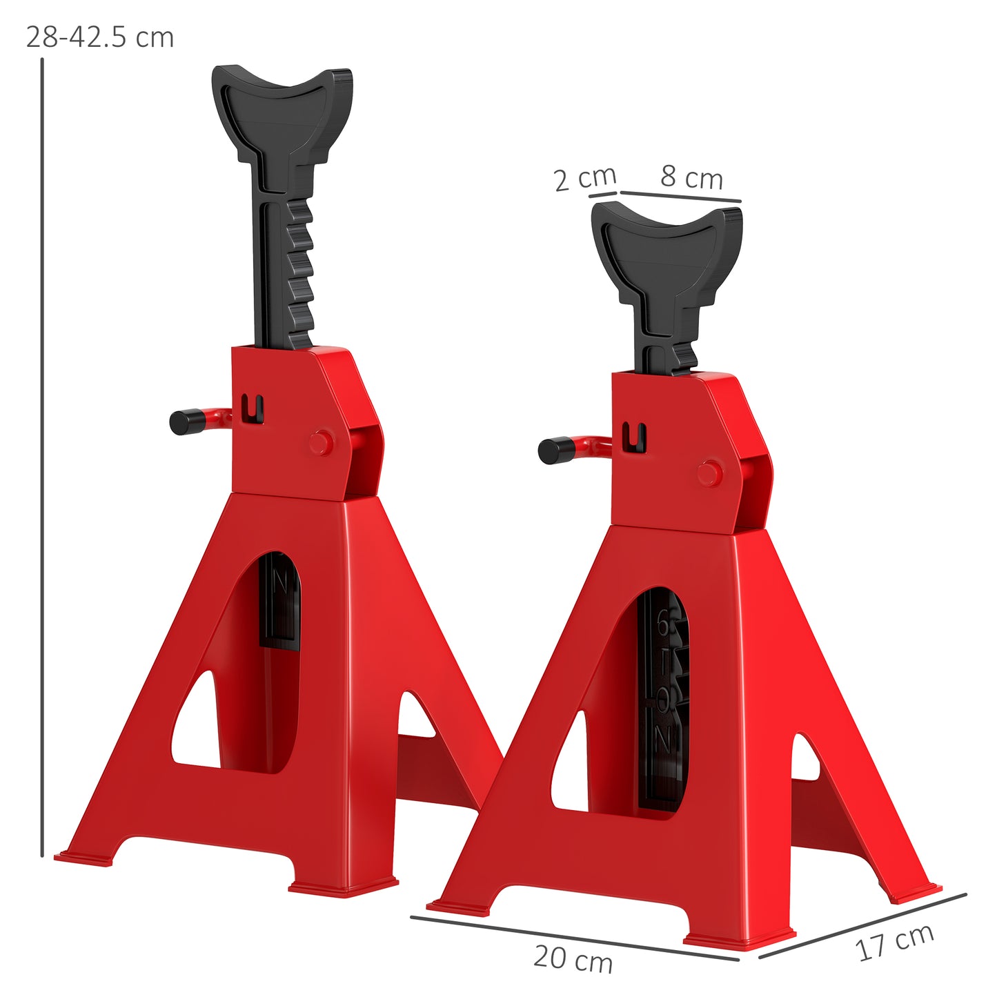 2 Ton Axle Stands, Adjustable Car Jack Stands, Pack of 2, Red
