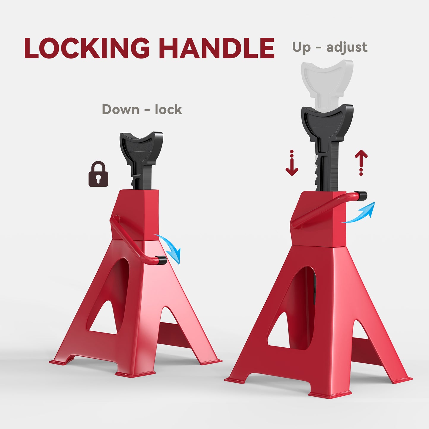 2 Ton Axle Stands, Adjustable Car Jack Stands, Pack of 2, Red