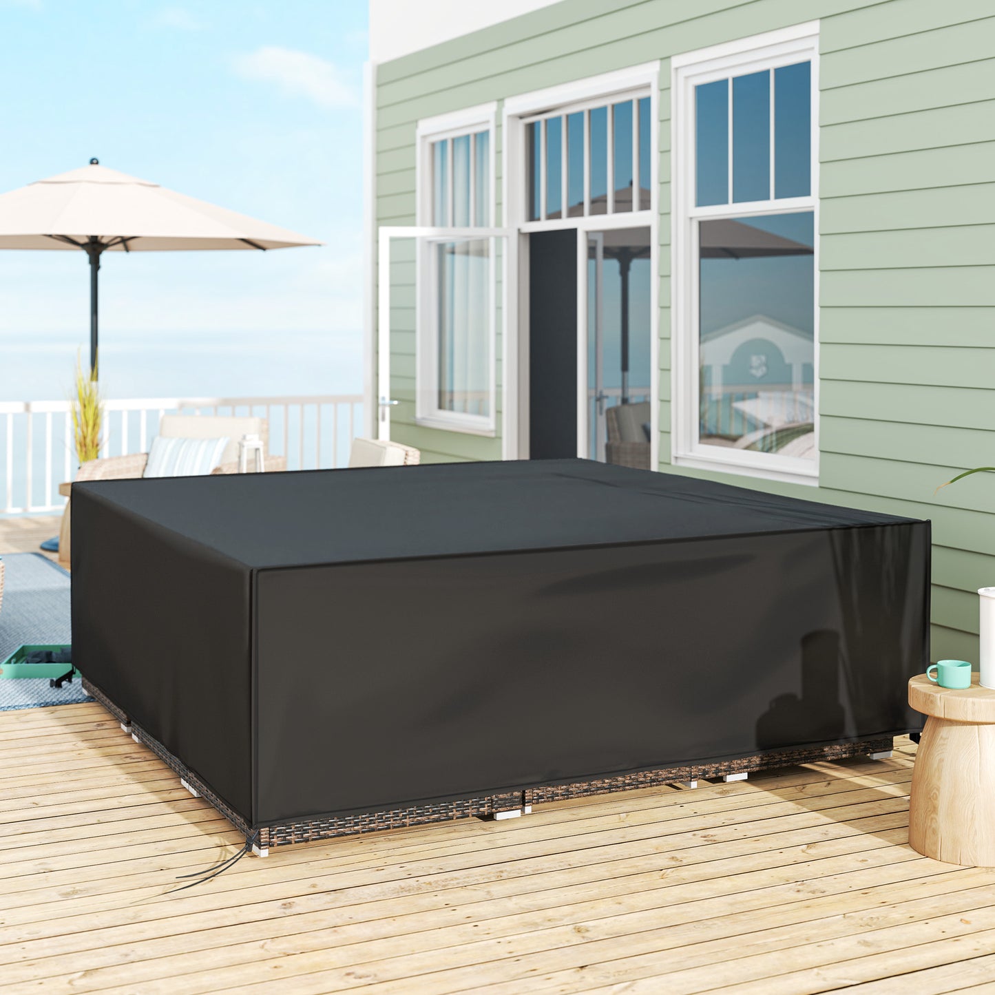Large Garden Set Square Cover Outdoor Furniture Waterproof Resist Fade