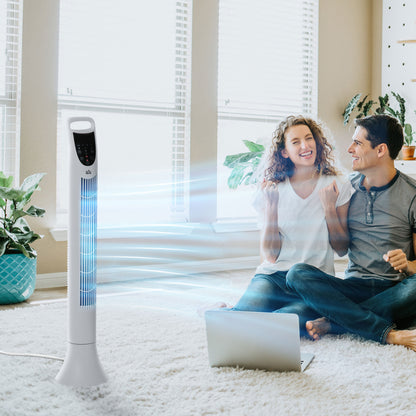 LED 36 Inch Tower Fan 70° Oscillation 3 Speed Remote Controller, White