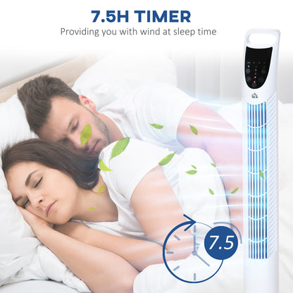 LED 36 Inch Tower Fan 70° Oscillation 3 Speed Remote Controller, White