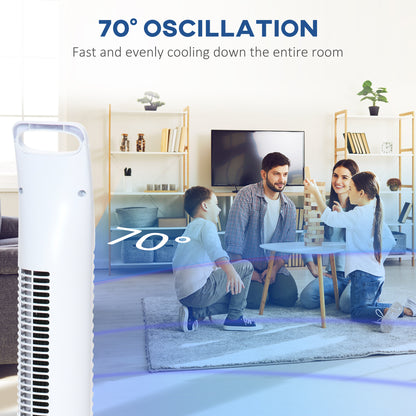 LED 36 Inch Tower Fan 70° Oscillation 3 Speed Remote Controller, White