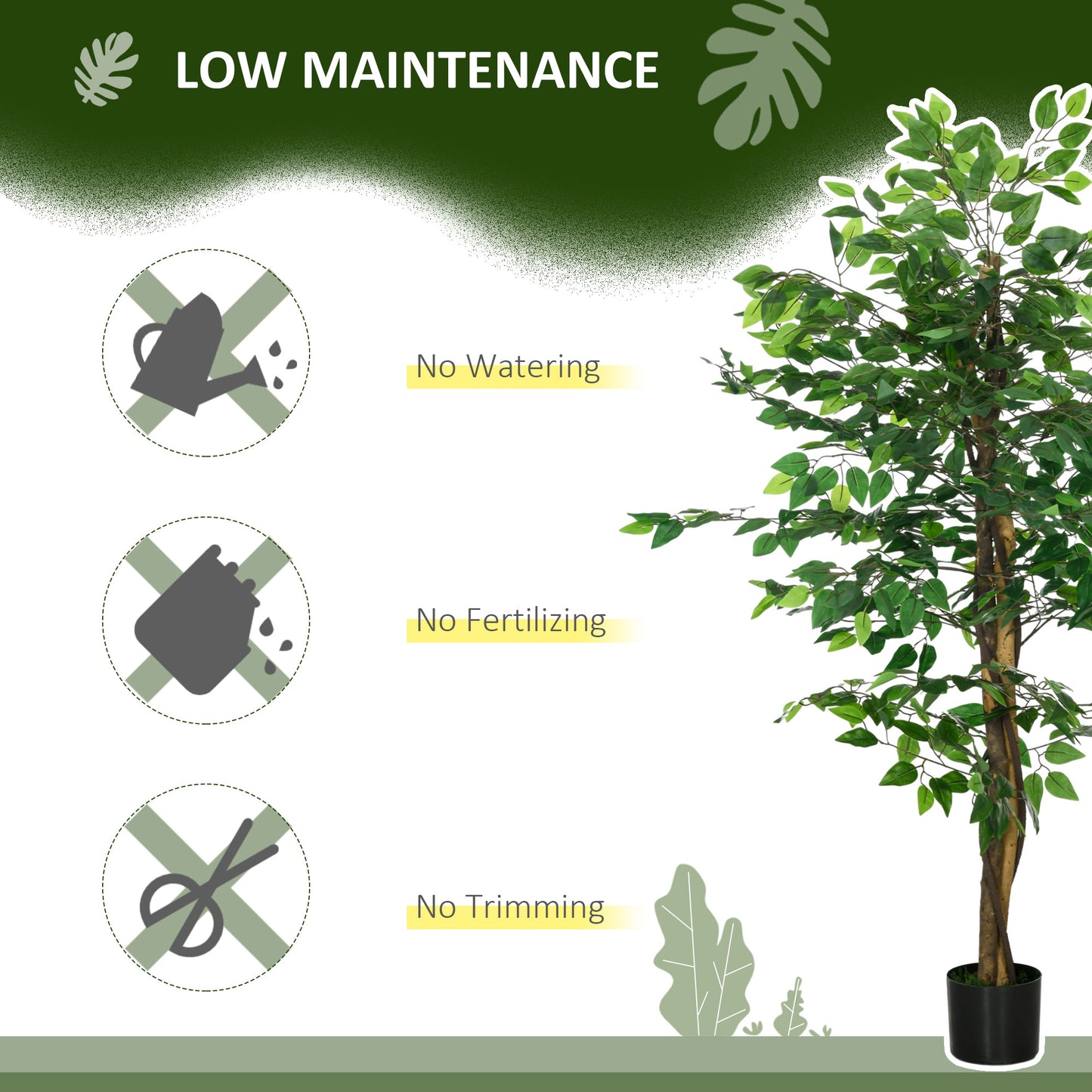150cm Artificial Tree Ficus for Indoor Home Decor, Fake Tree